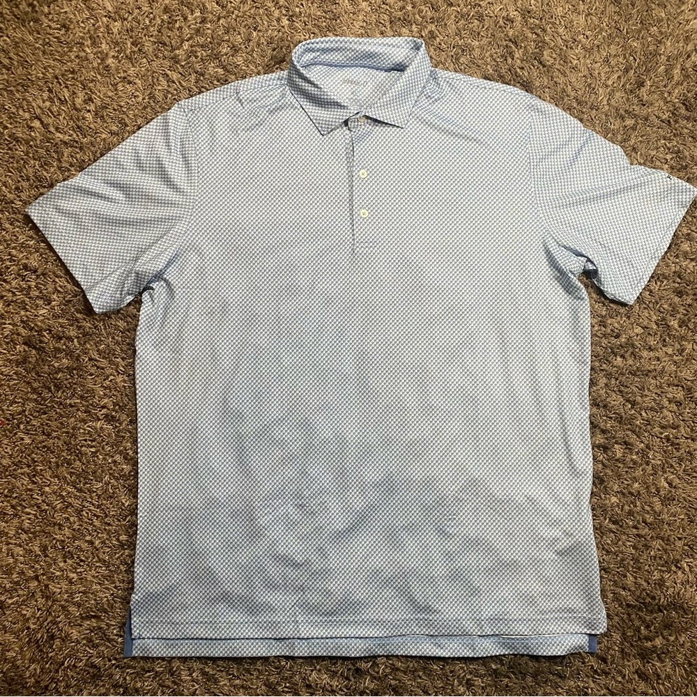 Johnnie O Mens Jefferson Polo Shirt Size XL Blue Geometric Square Box Print